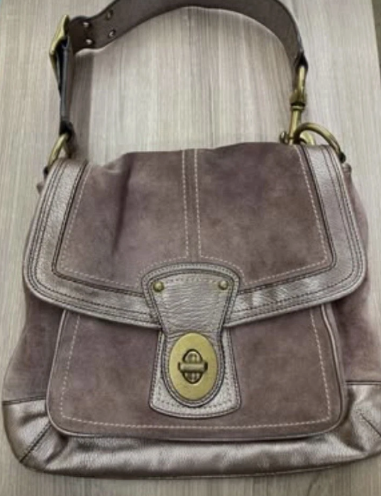 Coach Legacy 65th Anniversary Ali Suede Signature Mauve Pewter Shoulder Bag