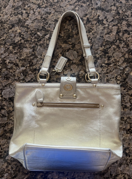 Coach Lily Legacy Metallic Gold Leather Ltd Ed TurnLock Tote Shoulder Bag