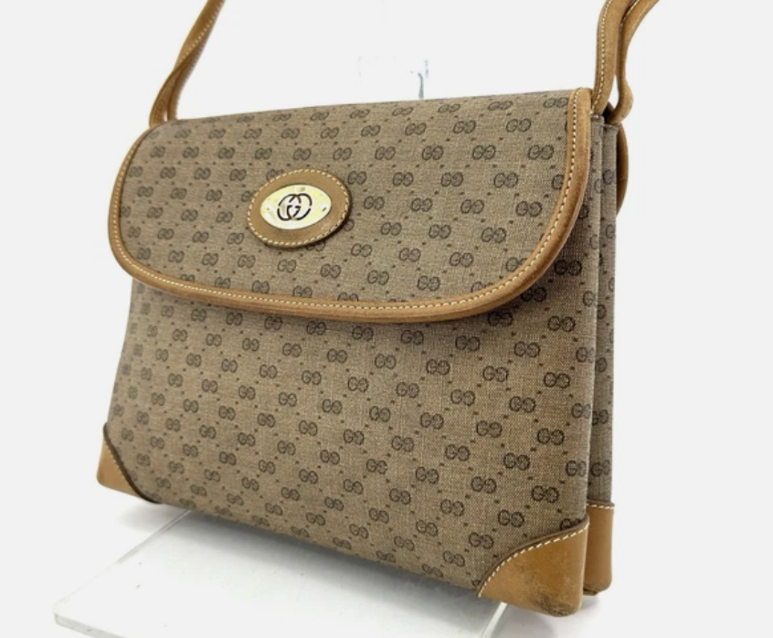 GUCCI micro GG PVC Leather shoulder bag beige authentic from JAPAN