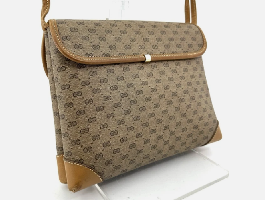 GUCCI micro GG PVC Leather shoulder bag beige authentic from JAPAN