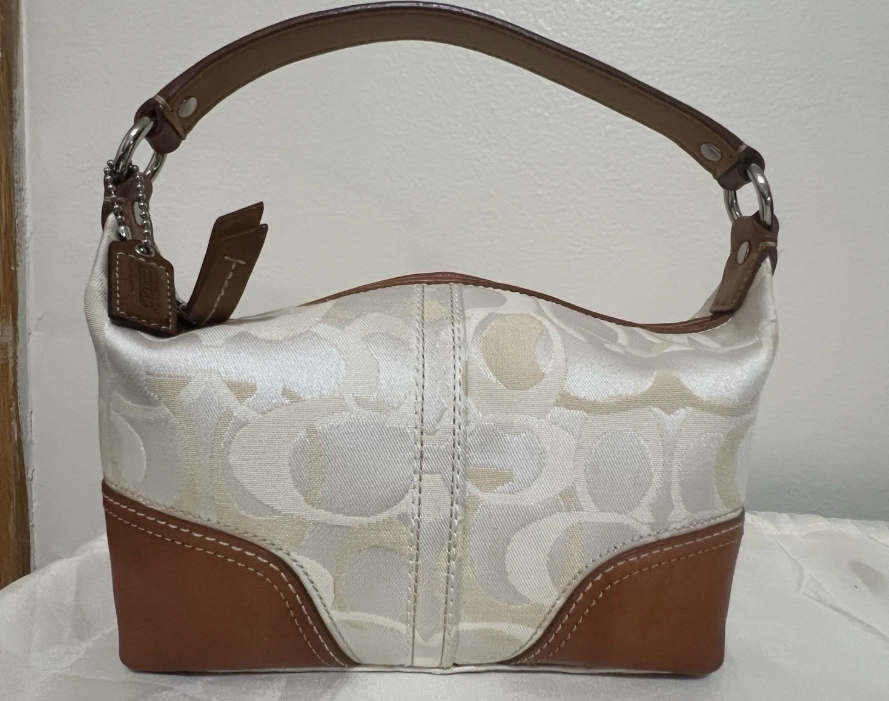 Coach Optic Sig Pink Dragonfly Top Handle Cosmetic Pouch Bag
