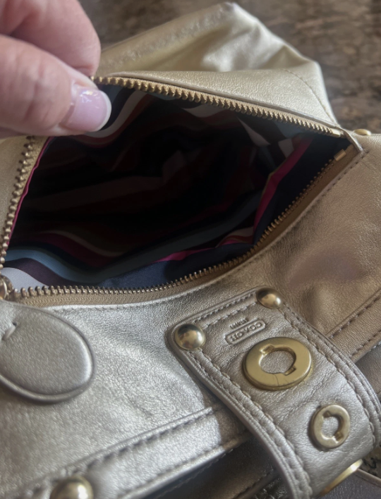 Coach Lily Legacy Metallic Gold Leather Ltd Ed TurnLock Tote Shoulder Bag