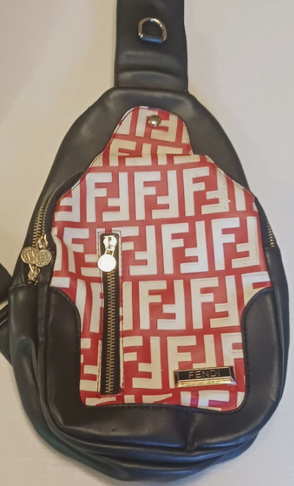 FENDI Shoulder Bag Crossbody FF Leather Black Authentic