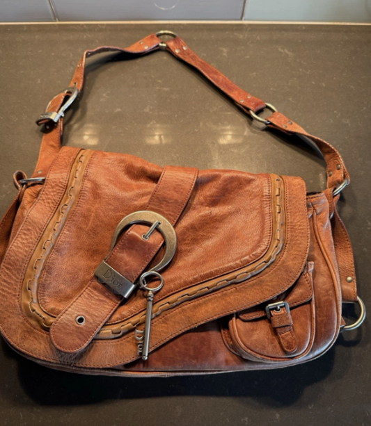 Authentic Vintage Dior Gaucho Double Saddle Clutch Style Shoulder Bag.