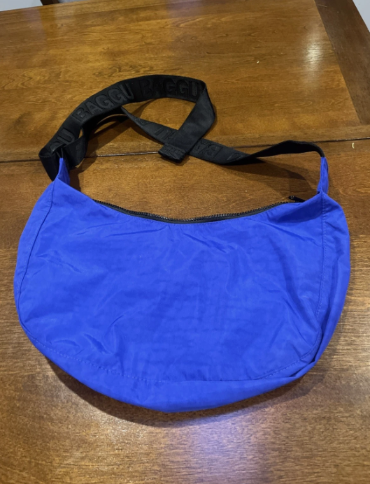 Baggu Medium NYLON CRESCENT BAG in Lapis Blue Washable Recycled Nylon NEW