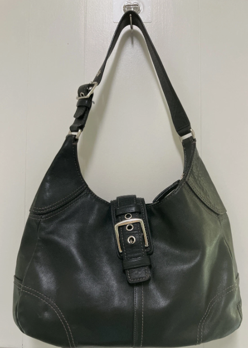Vintage COACH F11197 Black Hamilton Leather Shoulder Bag
