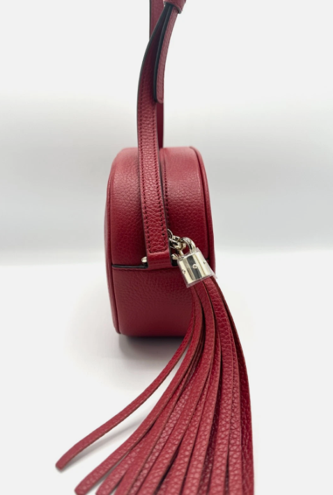 Gucci Red Pebbled GG Soho Rounded Camera Bag
