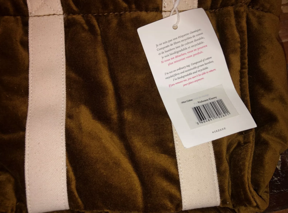 Sezane Mini Cabas Velours Curry Brown Tote Bag Crossbody Cute!!!!! New