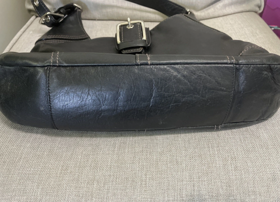 Vintage COACH F11197 Black Hamilton Leather Shoulder Bag