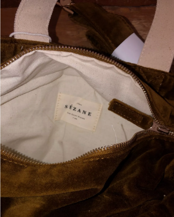 Sezane Mini Cabas Velours Curry Brown Tote Bag Crossbody Cute!!!!! New