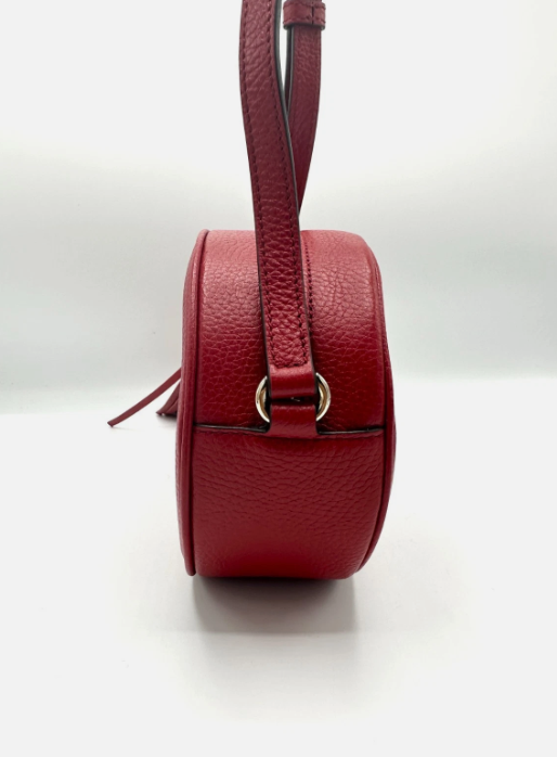 Gucci Red Pebbled GG Soho Rounded Camera Bag