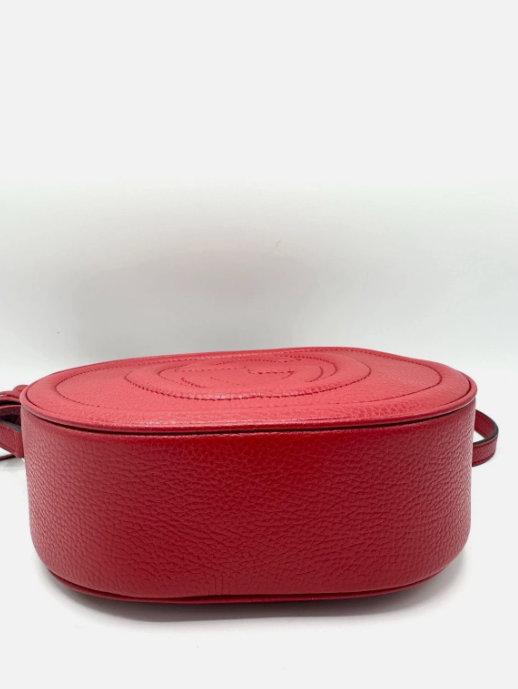 Gucci Red Pebbled GG Soho Rounded Camera Bag