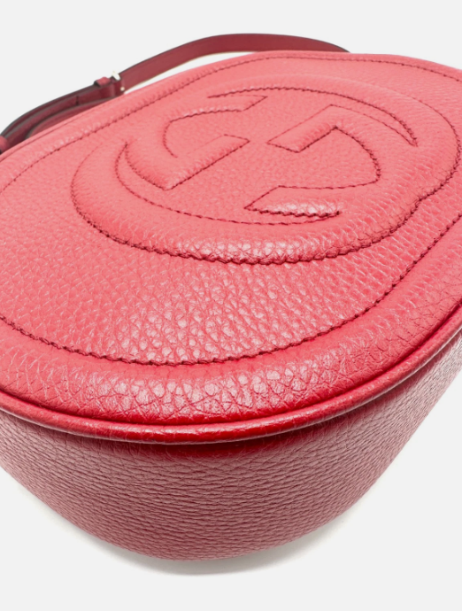 Gucci Red Pebbled GG Soho Rounded Camera Bag
